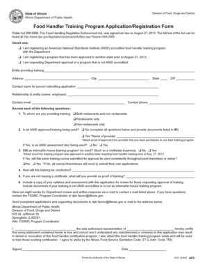 Illinois Food Handler Training Program Application