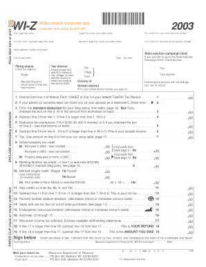 Wisconsin Form WI-Z Income Tax Return