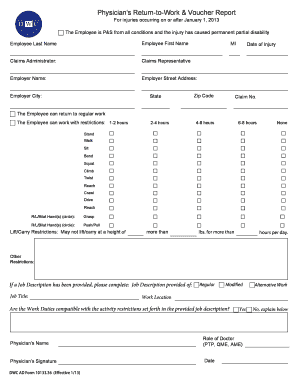 Physician's Return-to-Work & Voucher Report