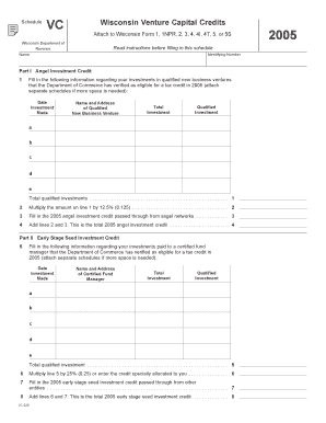 Wisconsin Venture Capital Credits Schedule