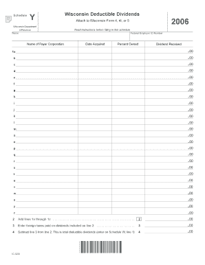 Wisconsin Schedule Y Deductible Dividends