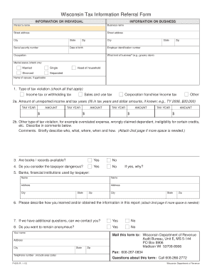 Wisconsin Tax Information Referral Form