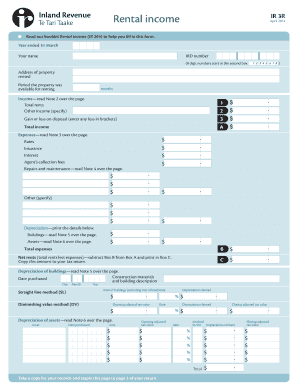 IR 3R Rental Income Tax Form