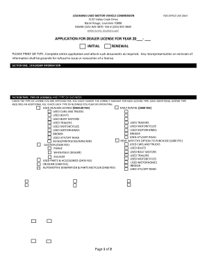 Louisiana Used Motor Vehicle Dealer License Renewal