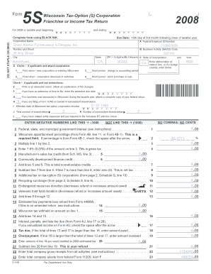 Wisconsin Tax-Option (S) Corporation Franchise or Income Tax Return