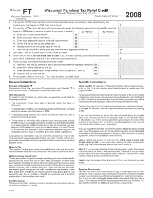 Wisconsin Farmland Tax Relief Credit Schedule