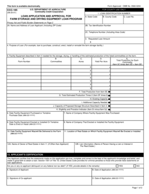 USDA Farm Storage and Drying Equipment Loan Application