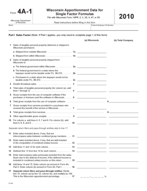 Wisconsin Form 4A-1 Apportionment Data