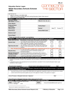 NZQA Secondary Schools Extranet Access Request