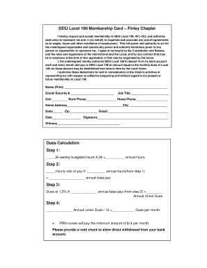 SEIU Local 199 Membership Card