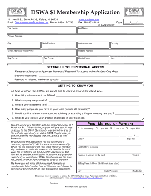 DSWA $1 Membership Application