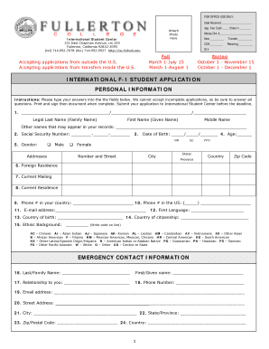 International F-1 Student Application