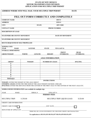 New Mexico Multiple Trip Permit Application