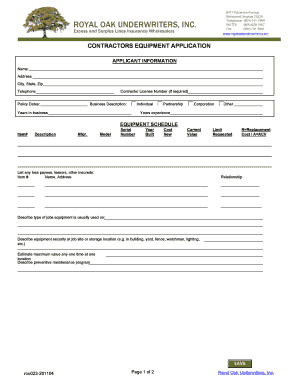 Contractors Equipment Application