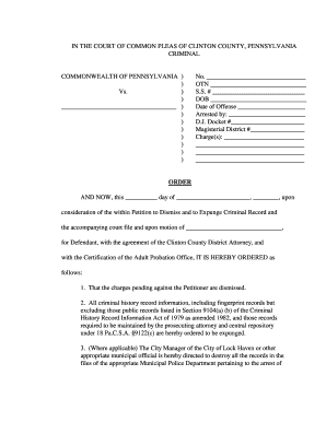 Pennsylvania Expungement Order