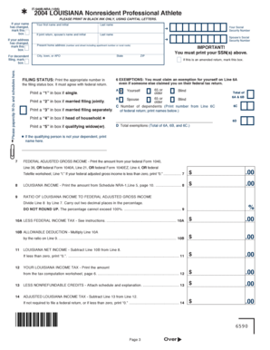 Louisiana Nonresident Professional Athlete Tax Form IT-540B-NRA