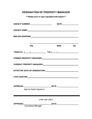 Designation of Property Manager Form