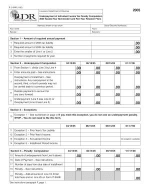 Louisiana Underpayment of Individual Income Tax Penalty Computation