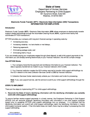 Iowa EFT/EDI Child Support Withholding Form