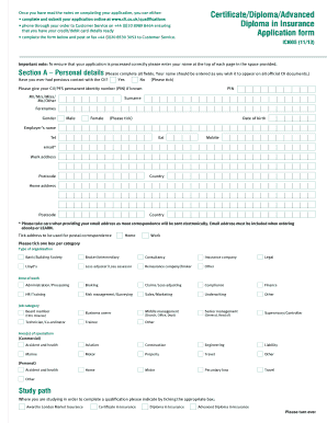 Diploma in Insurance Application Form