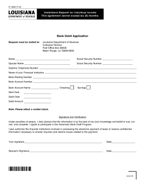 Louisiana Installment Request for Individual Income