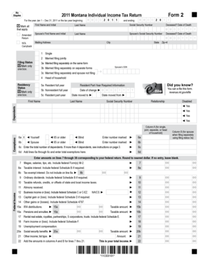 Montana Individual Income Tax Return Form 2