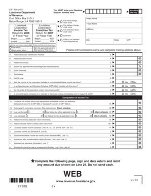 Louisiana Corporation Income Tax Franchise Tax Return