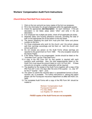 Workers’ Compensation Audit Form Instructions
