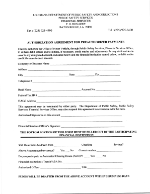 Louisiana Preauthorized Payment Authorization Agreement