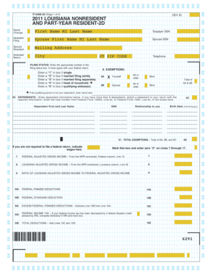 Louisiana Nonresident and Part-Year Resident Tax Form IT-540B-2D