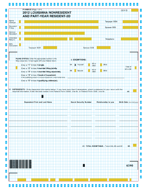 Louisiana Nonresident and Part-Year Resident 2D Tax Form