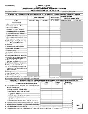 Louisiana Corporation Apportionment and Allocation Schedules