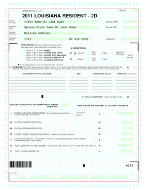 Louisiana IT-540-2D Tax Form