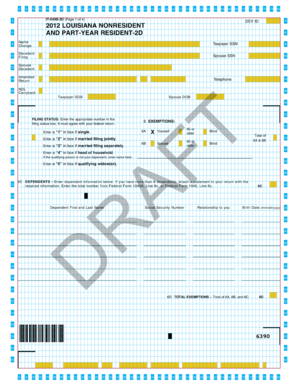 Louisiana Nonresident and Part-Year Resident Tax Form 2D