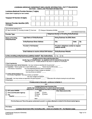 Louisiana Medicaid Ownership Disclosure Form