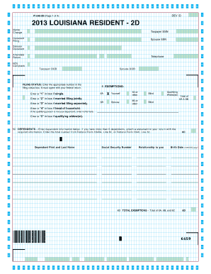 Louisiana Resident 2D Tax Form