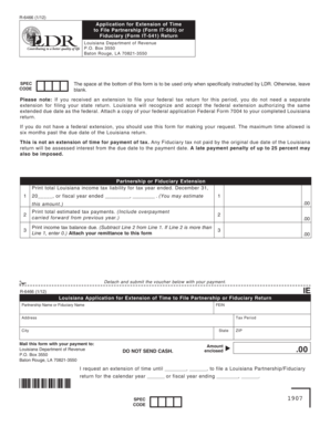 Louisiana Application for Extension of Time to File Partnership or Fiduciary Return