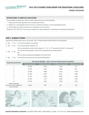 Louisiana Student Scholarship Application