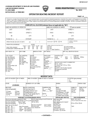 Louisiana Boating Incident Report Form