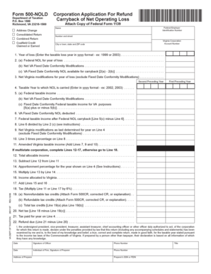 Virginia Corporation Application For Refund