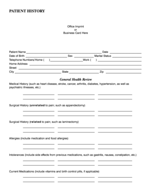 Patient History Form