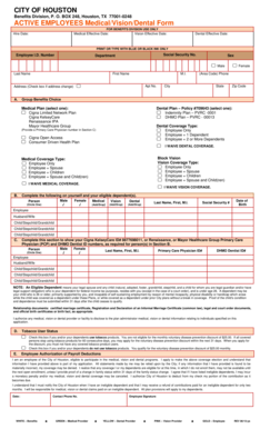City of Houston Employee Benefits Form