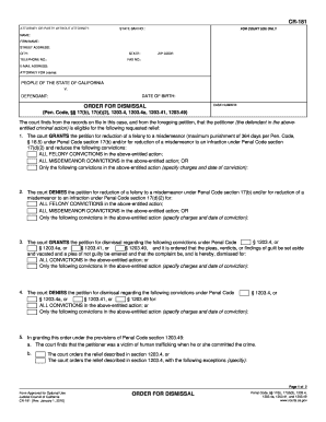California Order for Dismissal