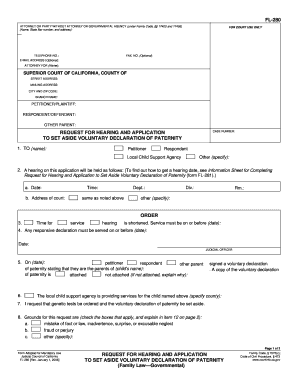 Request to Set Aside Voluntary Declaration of Paternity