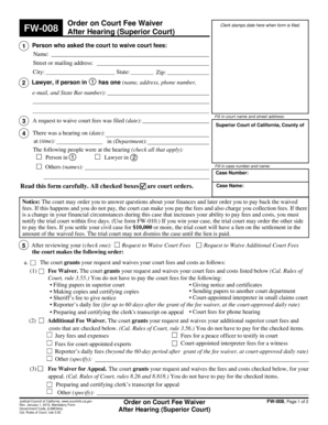 California Court Fee Waiver Order