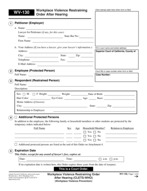 California Workplace Violence Restraining Order