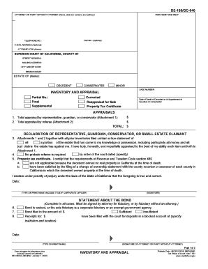 California Inventory and Appraisal Form