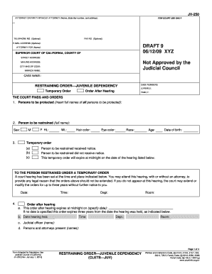 California Juvenile Dependency Restraining Order