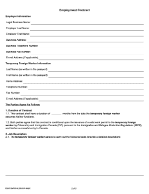 Employment Contract for Agricultural Stream