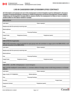 Work contract template - printable caregiver contract template